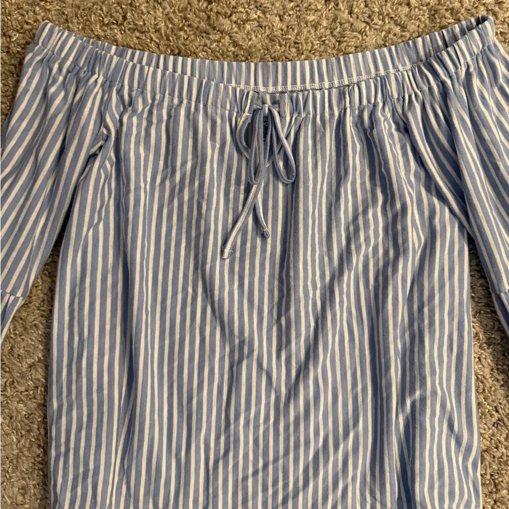Blue Striped Off-Shoulder Top - Picture 2 of 5